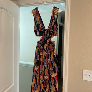 Maxi Dress Multi Color with a Cut Out